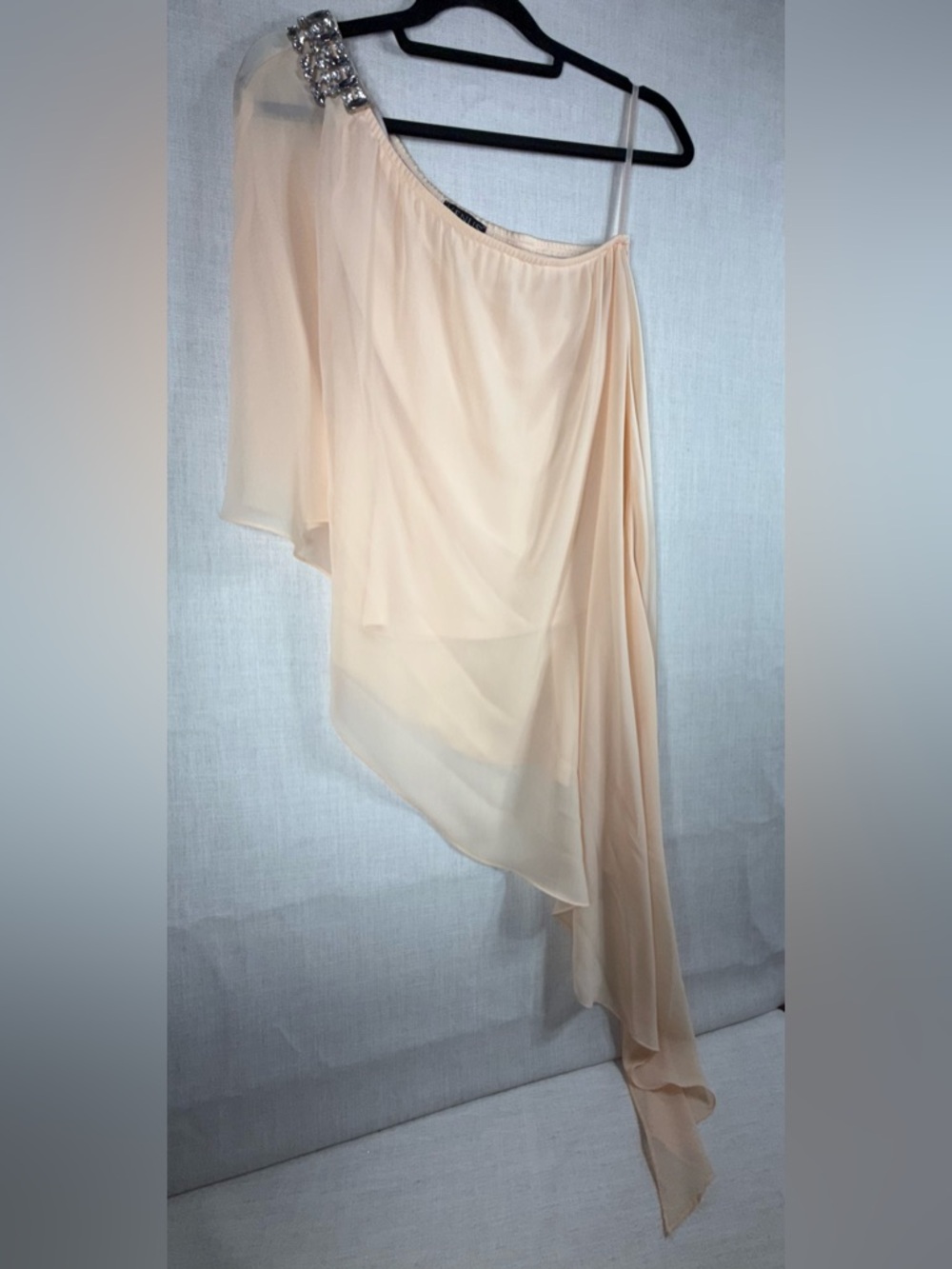 VENUS One-Shoulder Asymmetric Chiffon Dress - Cream
